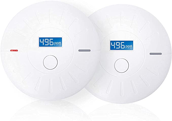Lecoolife 2 Pack of Battery Operated Smoke and Carbon Monoxide Detector, Portable Fire Co Alarm for Home and Kitchen
