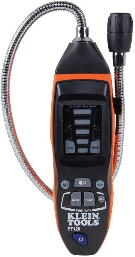 Klein Tools ET120 Gas Leak Detector Combustible Gas Leak Tester with 18-Inch Gooseneck Has Range 50 - 10000